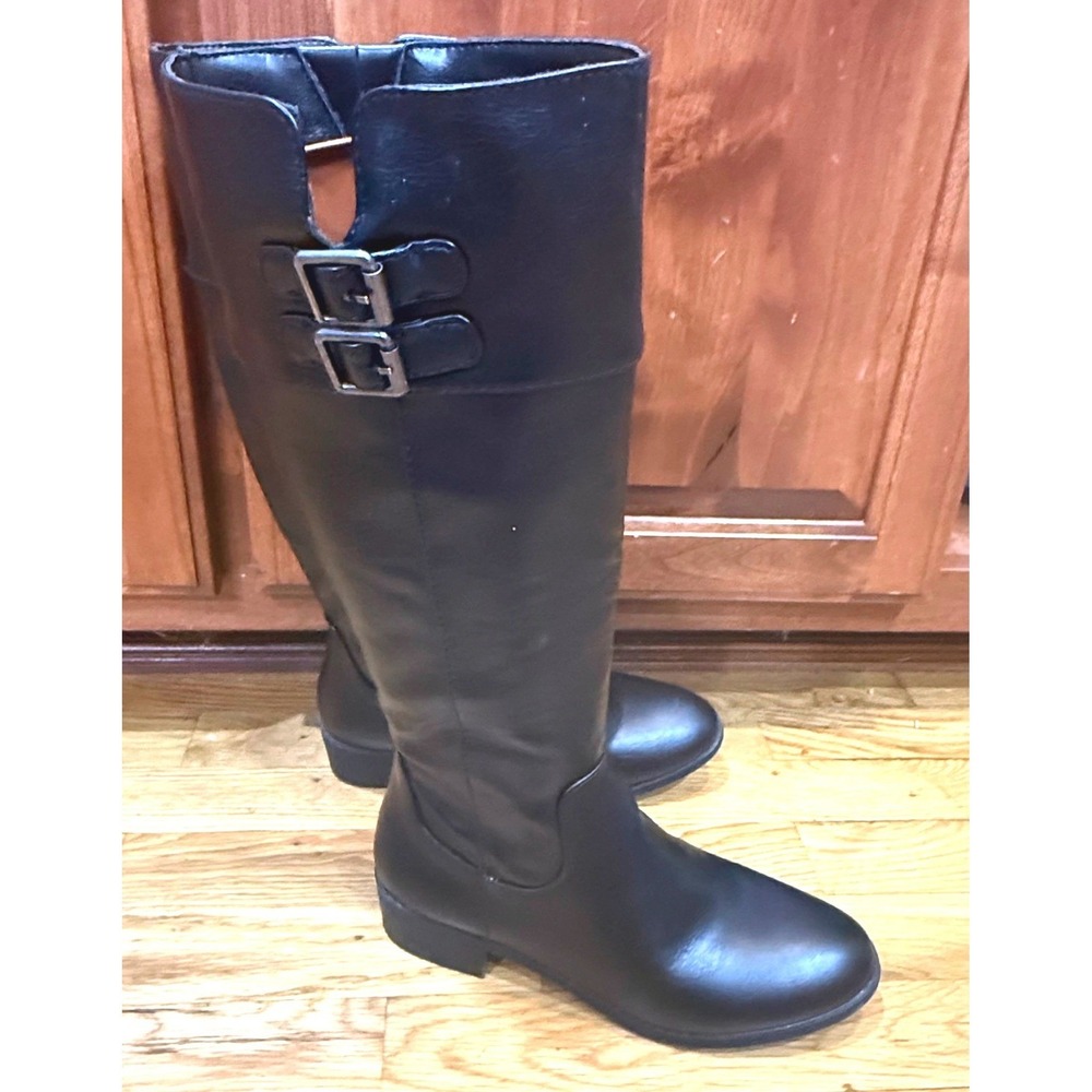 Sugar Black Knee High Riding Boots Size 7.5M Buckle